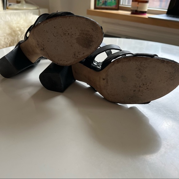 Via Spiga Black Leather Strap Ankle Strap Sandal Heels - Picture 6 of 7